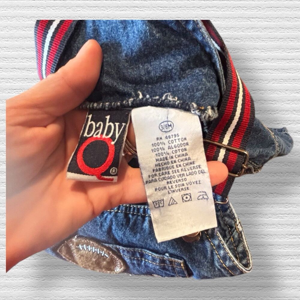 Vintage Baby Football Overalls Size 3/6 Months Baby Q Red & Blue - Picture 4 of 4